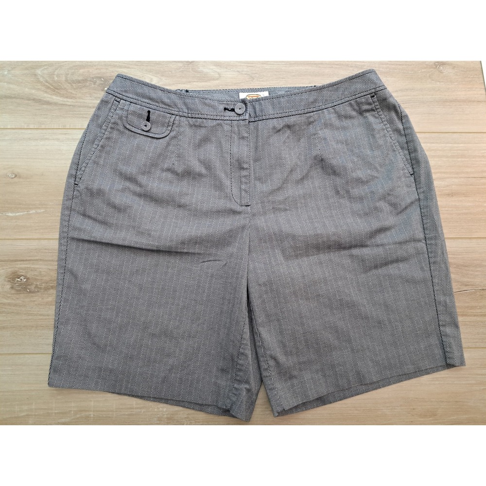 Talbots Woman Petites Y2K Navy Herringbone Stretch Shorts Zip Fly 18W Plus